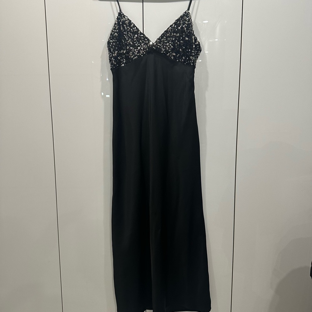 Zara Black Maxi Dress with Sequin Detail